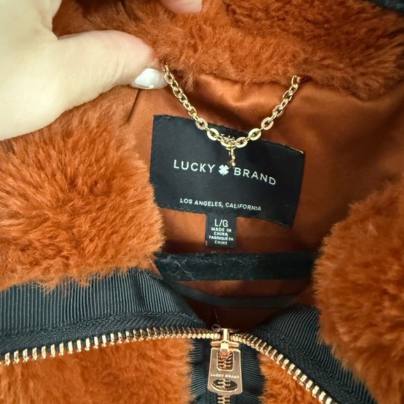 Lucky Brand Burnt Orange Faux Fur Jacket - Picture 2 of 6